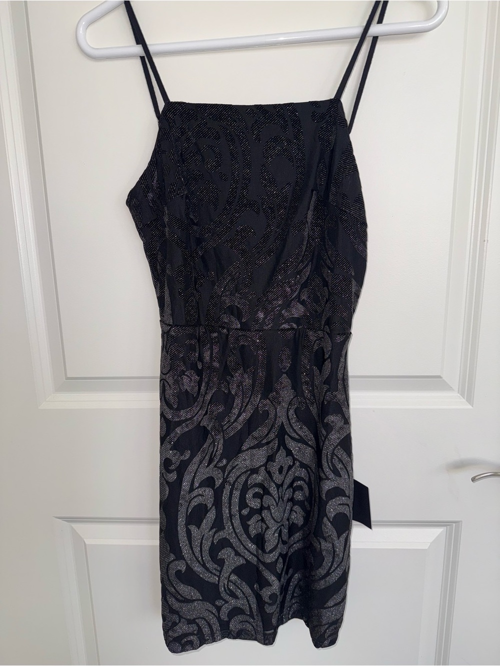 Lulu's Black Metallic Patterned Mini Dress